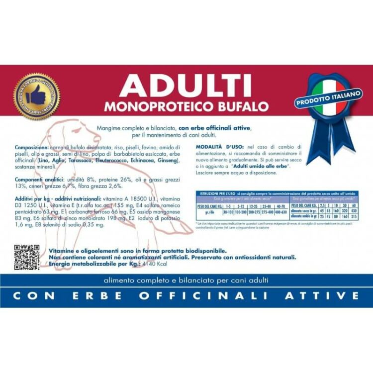 vet line adulti bufalo monoproteico 3kg crocchette cane 1